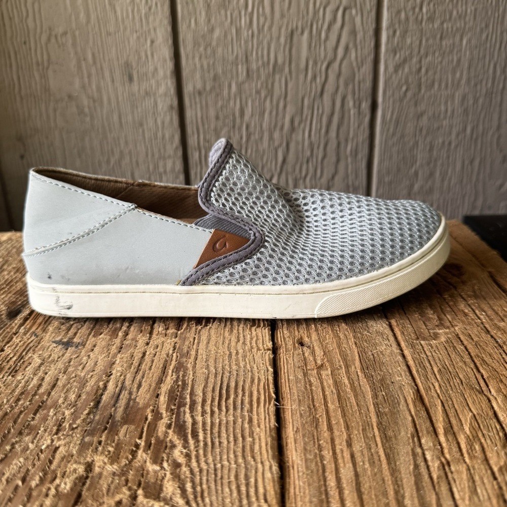 OluKai Pehuea Slip-Ons Gray Mesh Women's Size 6.5 Shoes Casual